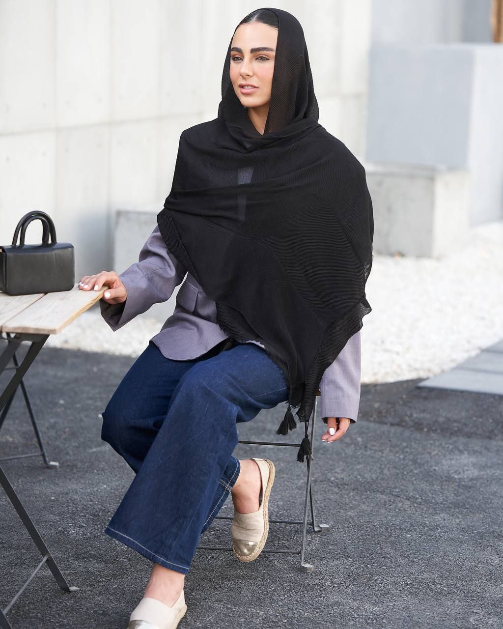 شال پلیسه ساده