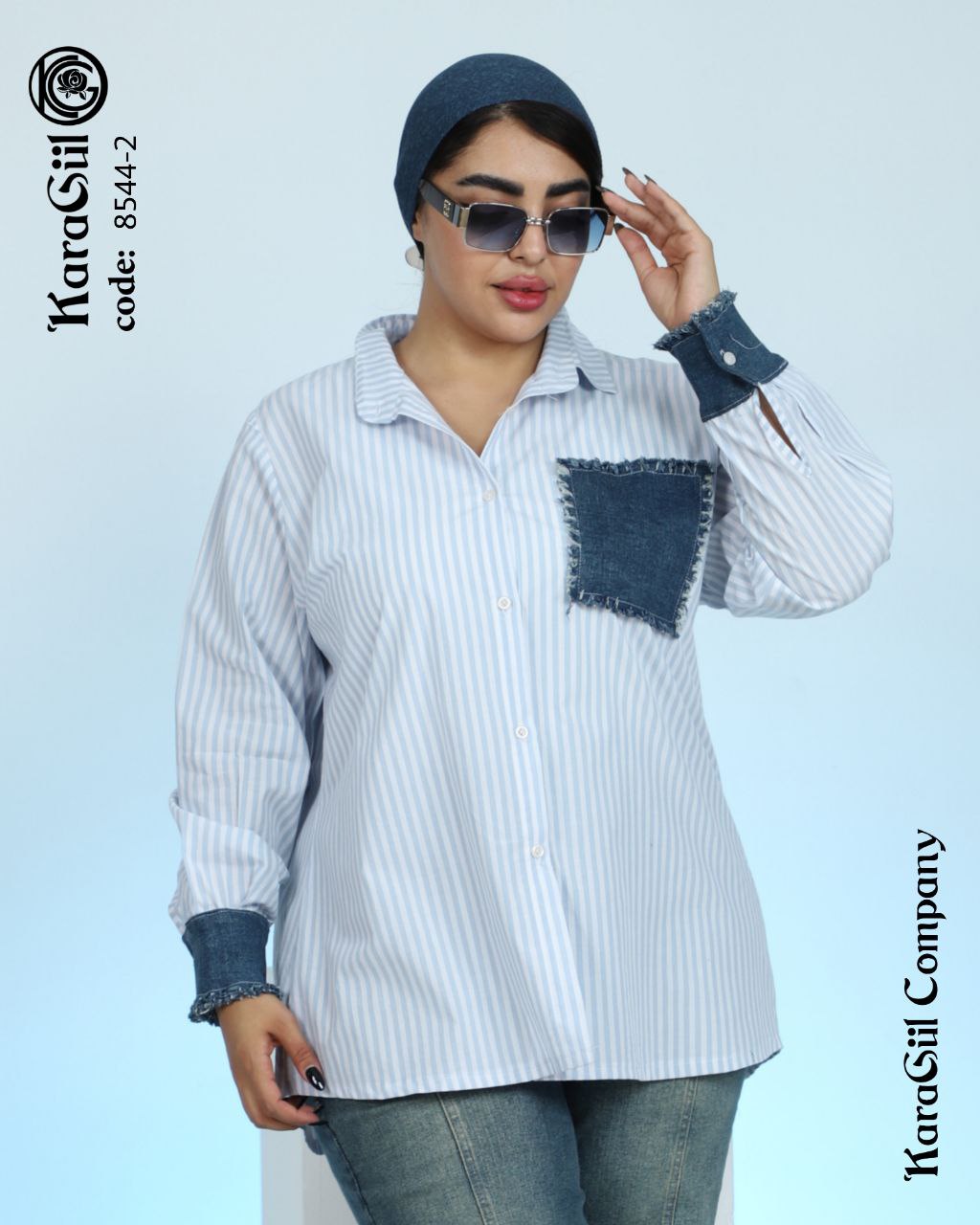 شومیز ترکیبی جین ۸۵۴۴